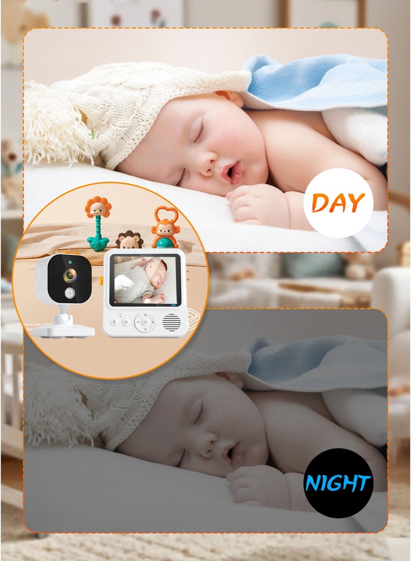 وين هولدر شاشة مراقبة أطفال LCD مقاس 2.8 بوصة، مزودة بكاميرا مراقبة ورؤية ليلية، لاسلكية وصوت ثنائي الاتجاه، مستشعر حرارة، وأغانٍ هادئة، لا تحتاج إلى واي فاي، عمر بطارية طويل، مثالية للأطفال الرضع وكبار السن والحيوانات الأليفة. - Image 5